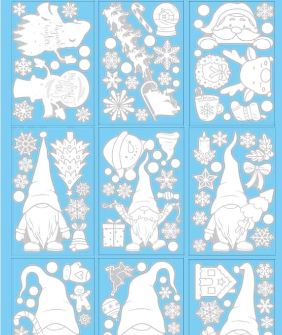 Jule Vindue Statiske Stickers Hvide Nisse Vind
