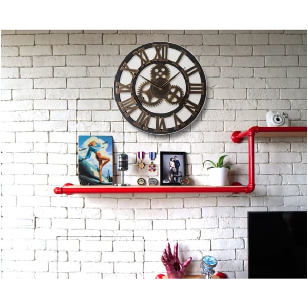 (Vaihde) Hiljainen seinäkello Vintage roomalaiset numerot 40cm Ei tikitystä