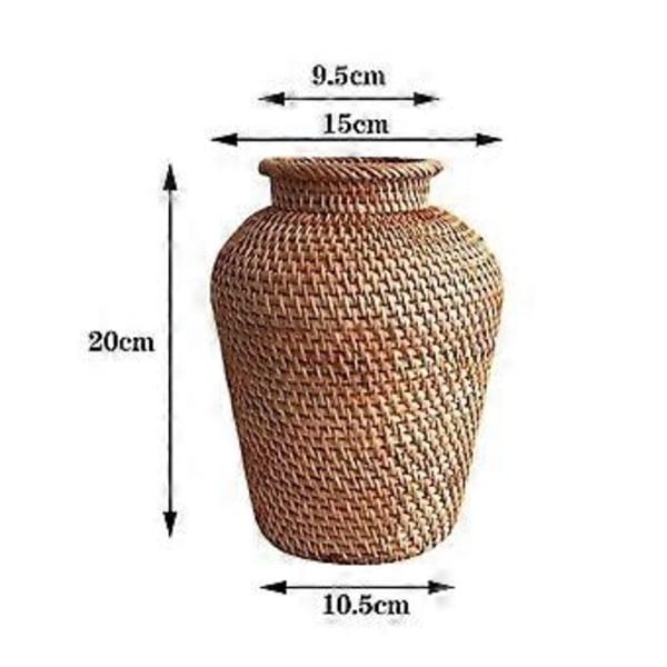 Retro Rattan Blomkruka Buketthållare Dekorativ Korg s()