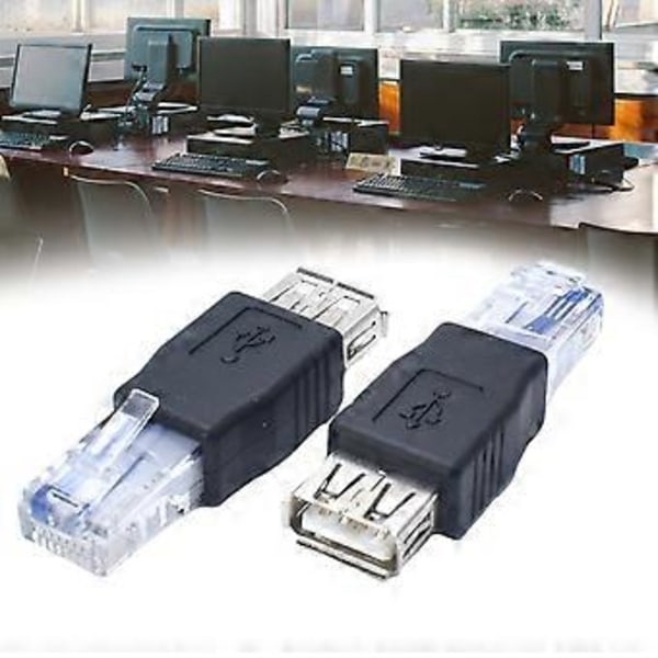 2 kpl Nopea USB Naaras - RJ45 Uros Ethernet-sovitin USB Siirto Verkkopistokkeet Sovitin Toimistokäyttöön