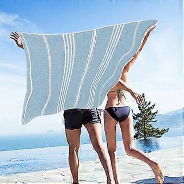Fint Fiber Strandhåndkle Lett Badehåndkle Sandstrandteppe Reise Svømmebasseng Multifunksjonelt Håndkle 90x180 cm