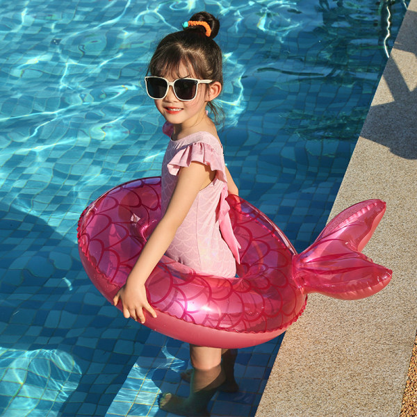 Havfruebøje, oppustelig PVC-svømmering, havfrueformet pool F