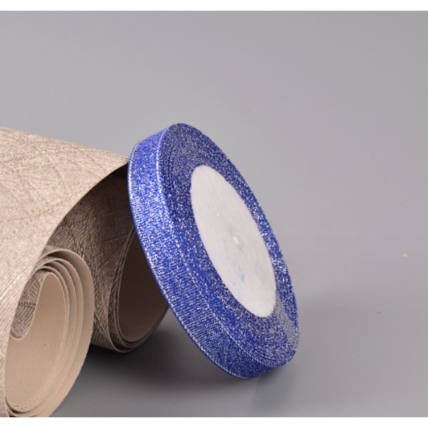 Pakke med 3, 1,2 cm julegullbånd med glitrende organza-ribbe