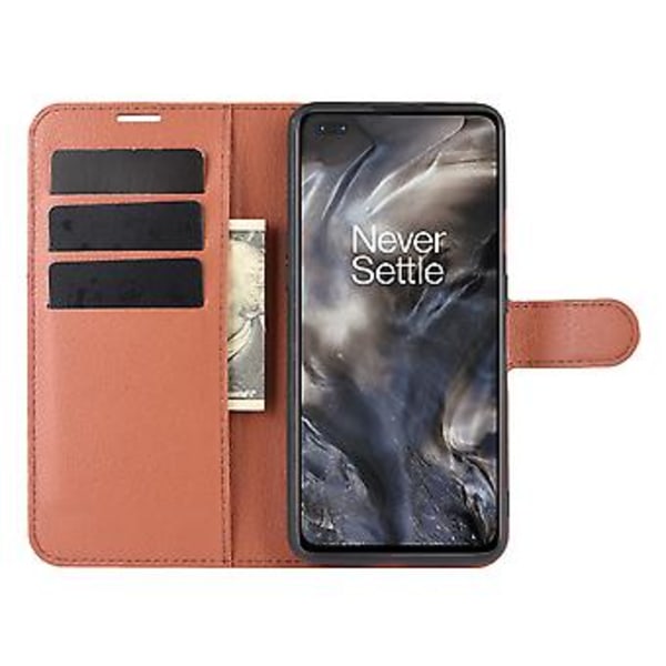 OnePlus Nordille Litsi-kuvioitu Käännettävä Suojaava TPU-kotelo Brown