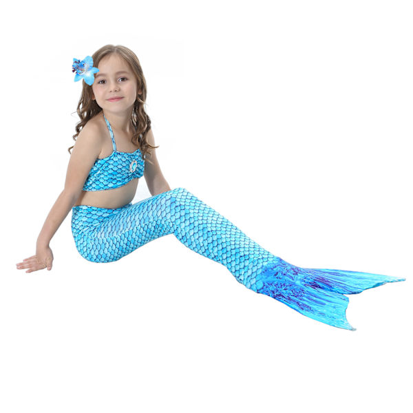 Barn och flickor vacker fiskstjärt bikini set baddräkt -9-10 år, blå