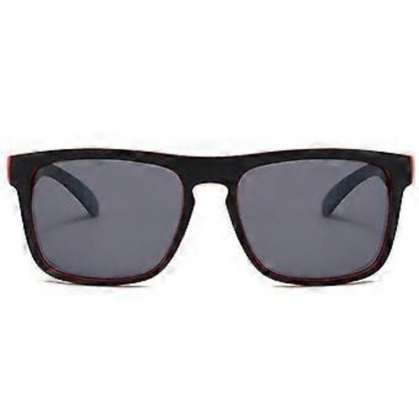 Klassiske firkantede solbriller til mænd UV400 polariserede solbriller retro briller Black Red Frame Grey Lenses