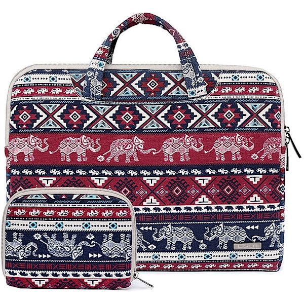 Rød Canvas 133\" Laptop Bag med Håndtak og Sidelomme for Macbo