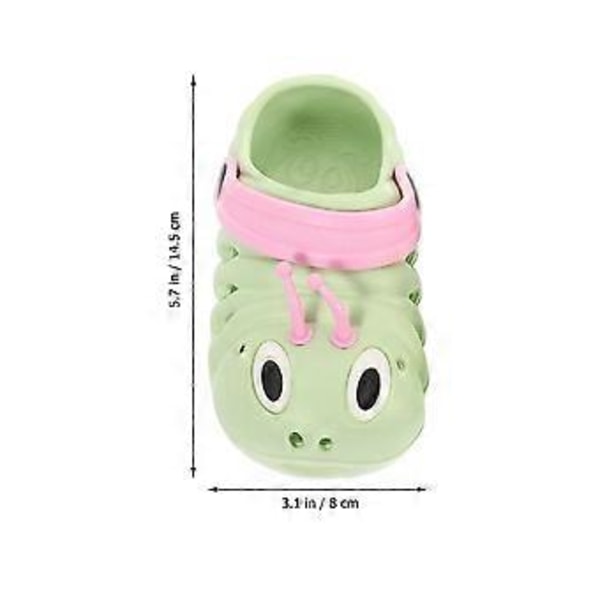 1 Par Caterpillar Strand Halkfria Skor Tecknad Sommarsandaler Cool Toffel för Pojkar Flickor (Grön Storlek 24 Längd 14.5cm)
