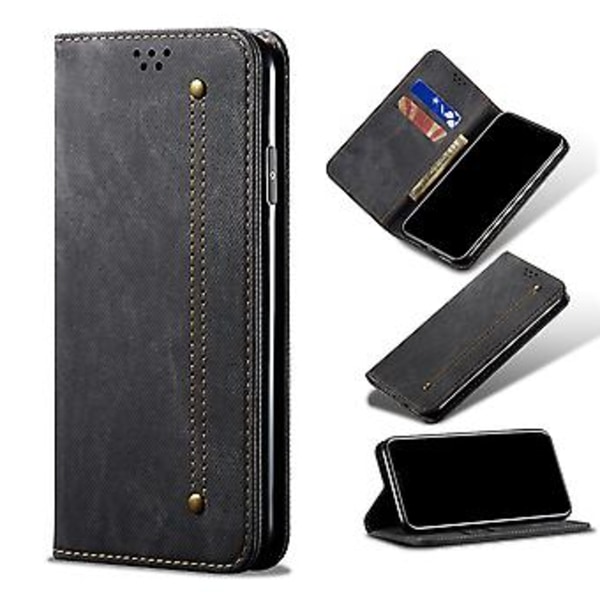 Denimtekstur PU-telefoncover til Samsung Galaxy A13 5G/4G/A04/A04S Black