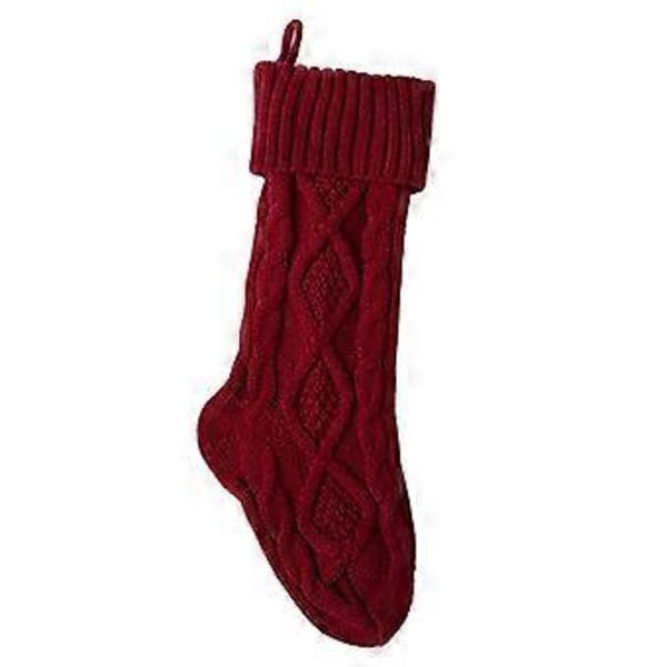 Kraftig Stickad Julklapp Present Godisstrumpor Julstrumpa Högtider Fest Heminredning Red 37cm