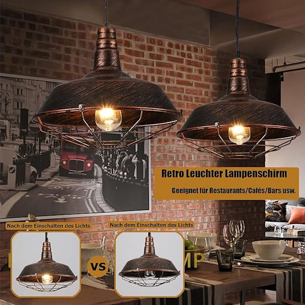 Teollinen riippuvalaisin, metalliset retro riippuvalaisimet, lampunvarjostin,