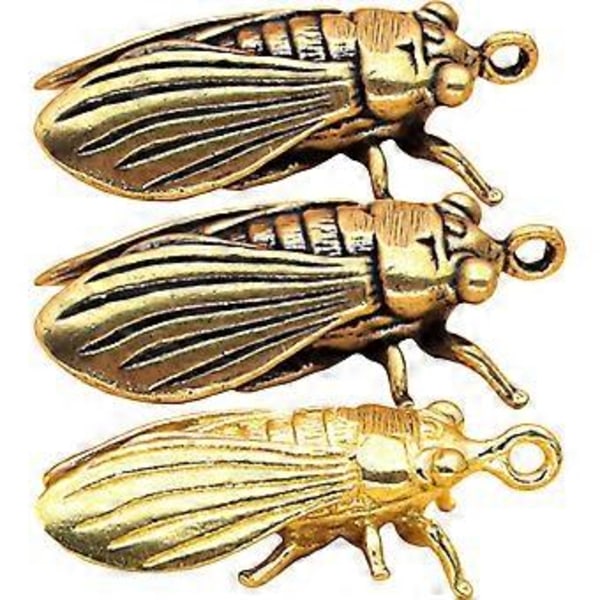 3 st Antik Vintage Mässing Cikada Figurin Cikada Staty Cikada Ornament Skrivbordsdekoration