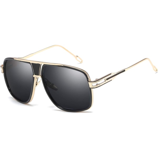 Aurinkolasit Oversize Classic Black Shades Goggle Retro Gold Alloy
