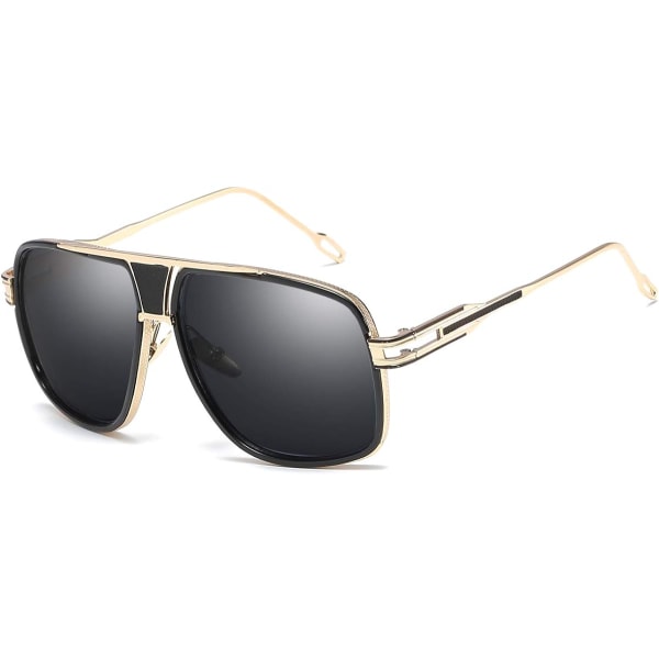 Solglasögon Oversize Classic Black Shades Goggle Retro Gold Alloy