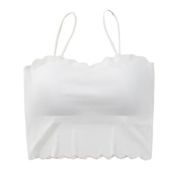 Kortermet tanktopp for kvinner, spaghettistropper, tettsittende, polstret, sømløs tanktopp for daglig bruk, One Size (Hvit) White