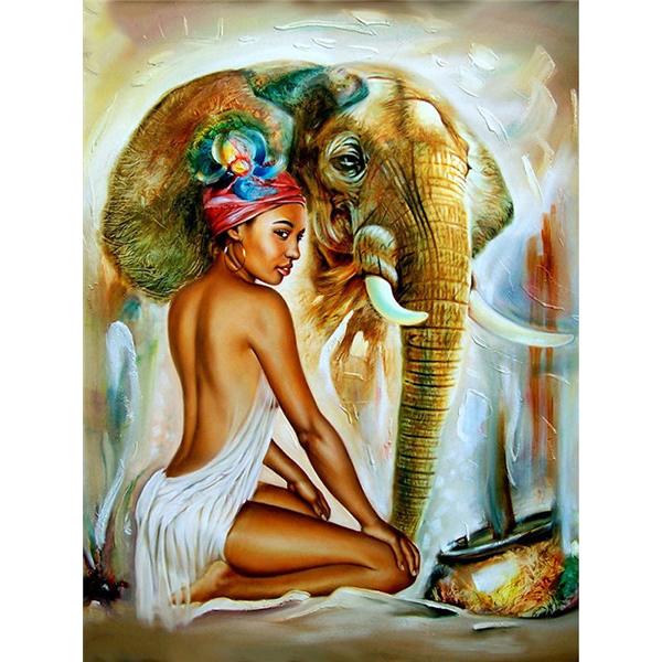30x40cm 5D DIY Diamantmålning Full, Elefant #C, DIY Diamant Rhin
