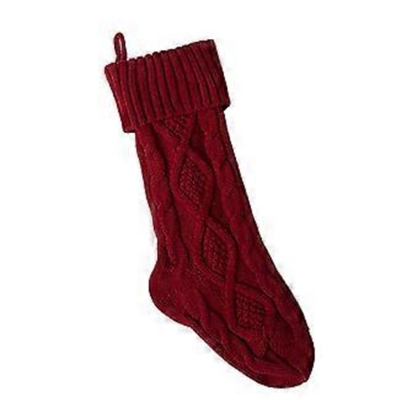 Kraftig Stickad Julklapp Present Godisstrumpor Julstrumpa Högtider Fest Heminredning Red 37cm