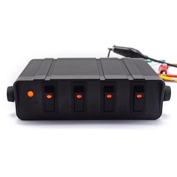 4-gangs 12V vippebryterboks [maks. 20A] [12 AWG ledninger][12V