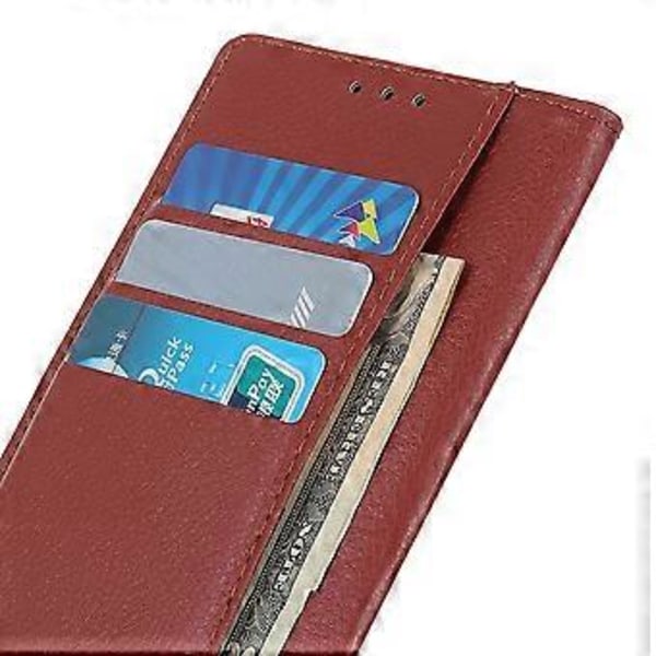 Plånboksfodral för Motorola Edge 60 Fusion 5G PU Läder Telefonskal Litchi Textur Brown
