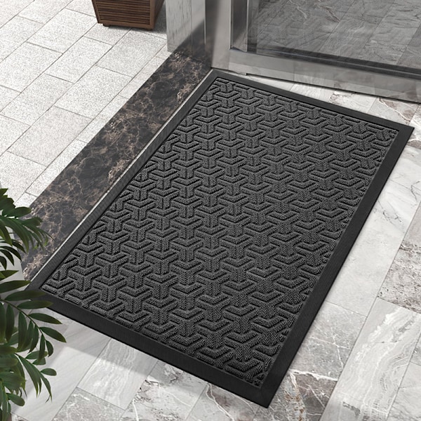 Ovimatto, 45*75cm, Musta Harmaa, Sisä- ja Ulkokäyttöön Imeytyvä Sisäänkäynnin Matto