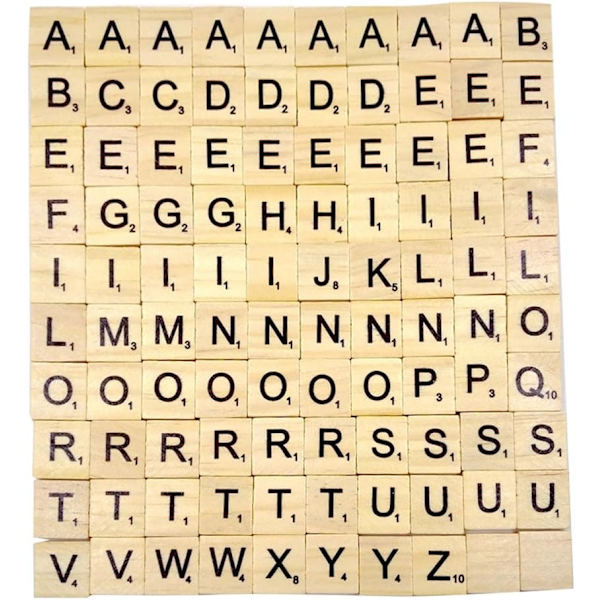 Puupalikat A-Z, 100 kpl, Musta