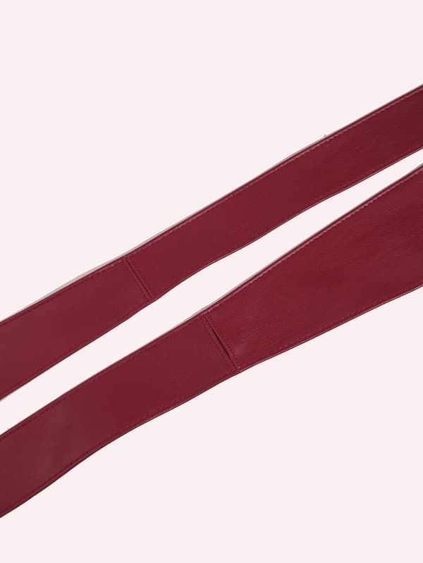 Brett midjeband med rosett, fladdrande långt knytbälte (Burgundy)