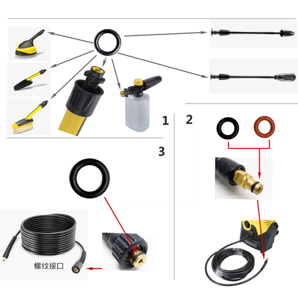 Ersättnings O-ring Kit Tillbehör för Högtryckstvättar