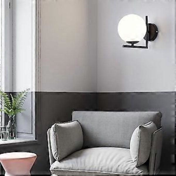 LED Væglampe, glaskugle væglampe, E27 moderne indendørs væglampe glasskærm sfærisk badeværelseslampe soveværelse trappe gang