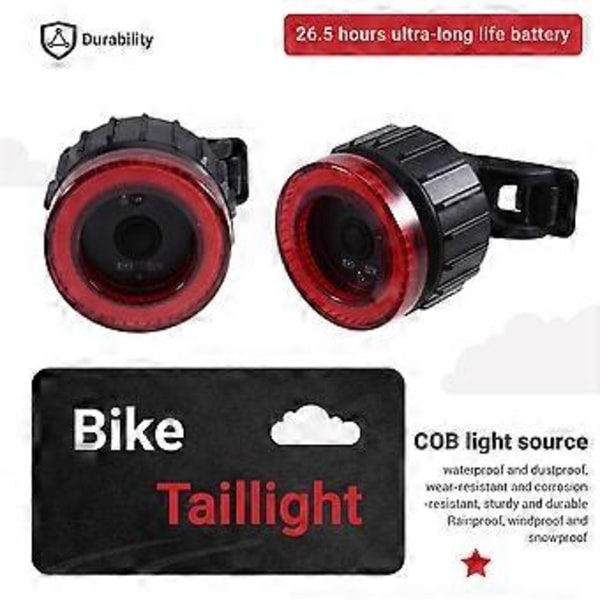 TWOOC Cykel Intelligent Bremselygte Cob Stor Blænde Sadelpind Pude Baglygte Cykel Intell