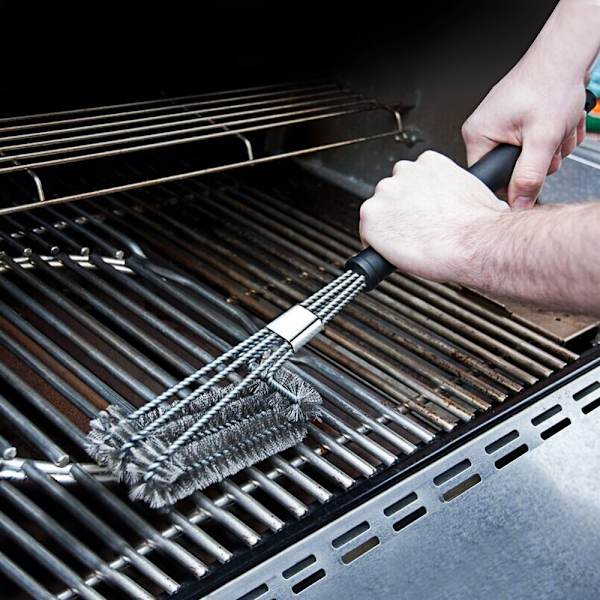 Grillbørste, Grillrengjøringsbørste med skrape, rustfritt stål bust