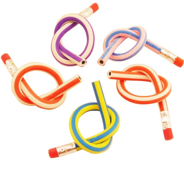 50 stk. Foldbare bløde blyanter 30 cm gevind PVC farverige stribede HB blyanter