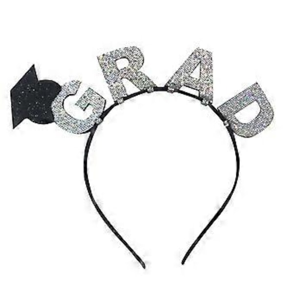 GRAD Bachelorhue Dimissionshue Mini Hovedbeklædning Glitter Hårbøjle Festkostume til Dimittender Hårbøjle Sølv