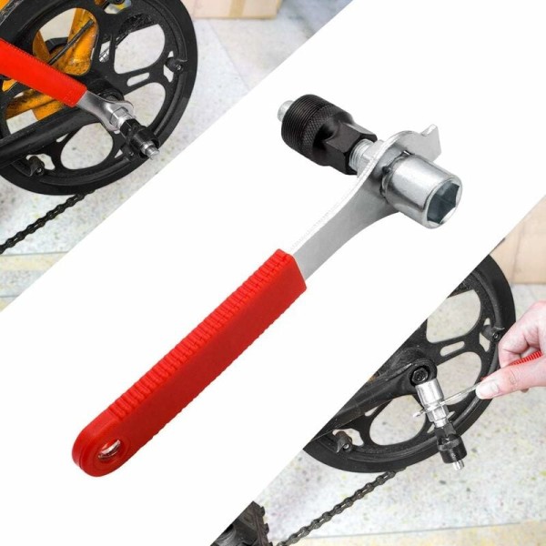Cykelkædeværktøjssæt med kædepisk, skruenøgle, cykelhåndsving, B
