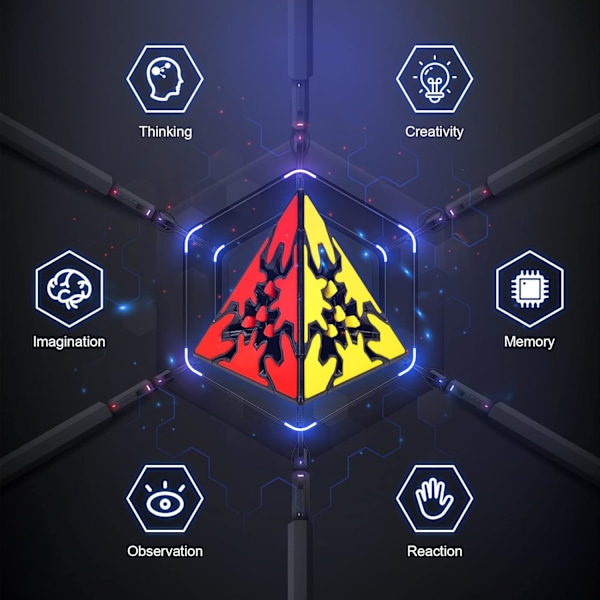 QY Toys 3x3 Pyraminx Gear Cube 3x3x3 Pyramid Speed ??Magic 3D Tri