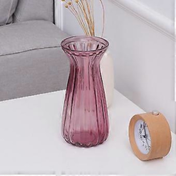 Europæisk Glas Blomstervase Frisk eller Tør Blomsterarrangement Stue Soveværelse Ornament (Lilla)