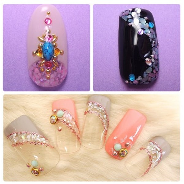 12 stk glitrende negle sett, glitrende pulver holografisk mak