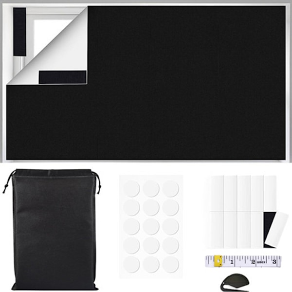 Täydellinen pimennyslamellisetit, kannettavat DIY-verhot, 150 x 250 cm makuuhuoneen pimennysverhot, leikattavat ja liimattavat pimennysverhot (hopea musta)