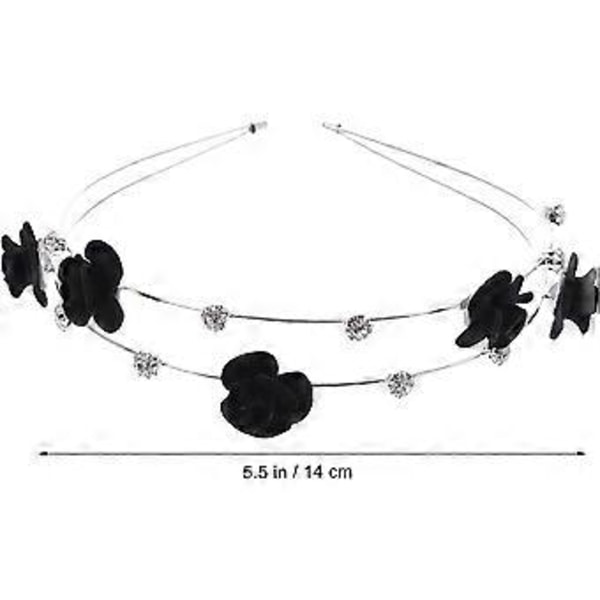 Halloween Rose Hovedbøjle Gotisk Rhinestone Blomst Hår Bøjle Dobbelt Lag Hårbåndvinrød sort black