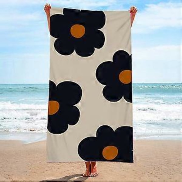 Trendig strandhandduk i mikrofiber med blommor, badhandduk, sittunderlag för stranden, sjal, svetthandduk
