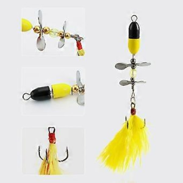 9g Propeller Wobbler Fiskedrag Fiskebeten Konstgjorda Beten med Fjäder & Krok Roterande Spinner Paljetter red and green pendan