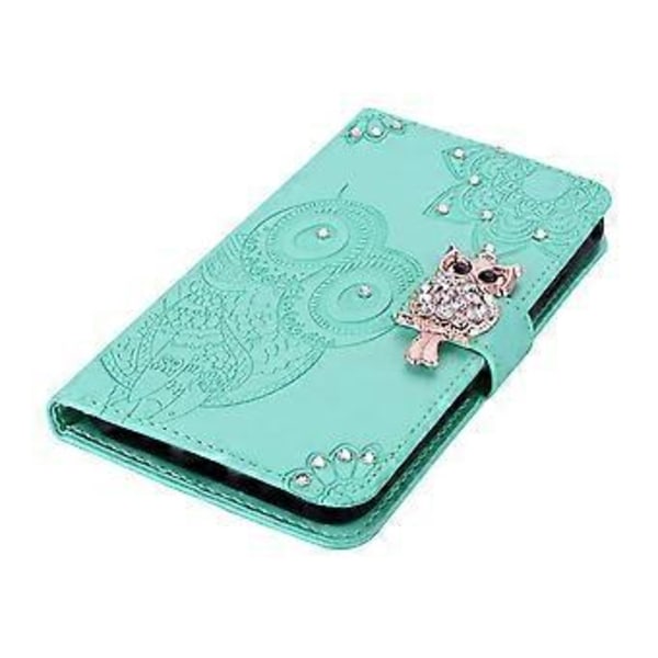 Plånboksfodral för Samsung Galaxy S24 FE Uggla Blomma Tryckt Strass Läderfodral Style C