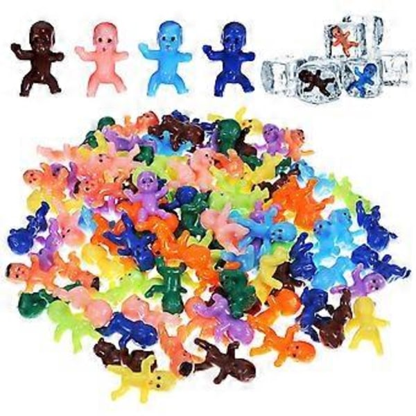 100 st Mini Plast Bebisar Kreativa Små Bebisfigurer för Festdekorationer