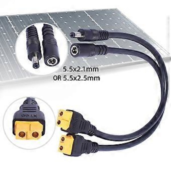 XT60 - DC5.5x2.1mm/DC5.5x2.5mm latauskaapeli aurinkopaneelille ja FPV-näytöille, virtajohto (Plug and Play) 5.5x2.5mm male