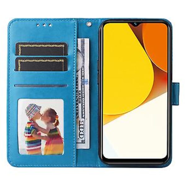Solsikke Læder Telefon Cover Til vivo Y35 4G / Y22s / Y22 Blue