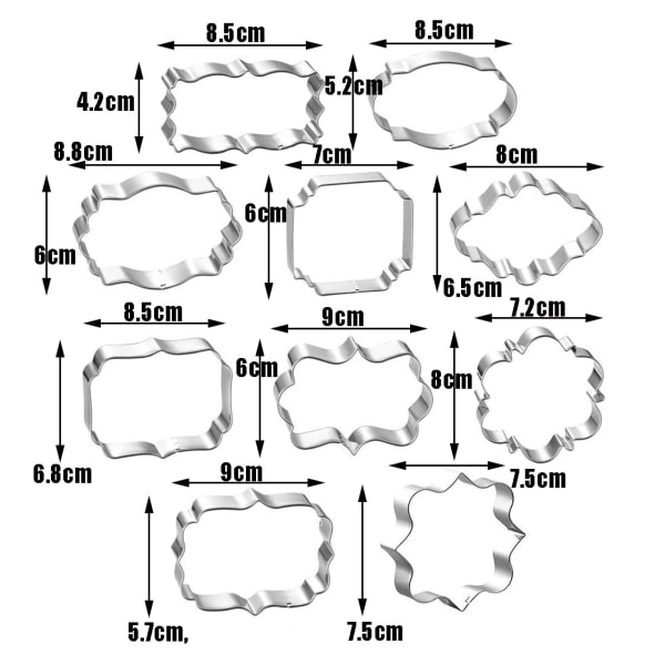 10pcs Stainless Steel Baking Mold Cookie Cutter Cookie Mold Bisc