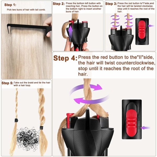 1 Pack Elektrisk hårfläta, Automatisk Twist Stick Device Brai