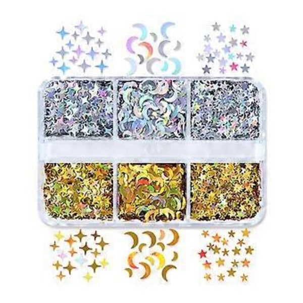 Hartsipaljetit Kiiltävät Kuu Tähti Glitter Epoksihartsin Täyttöön UV-Silikonimuotin Täyte DIY Kristallikäsitöihin Käsintehty