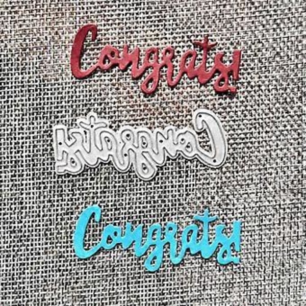 Tillykke med dimissionen Metal Skærestencils til DIY Scrapbooking Dekorativ Prægning Papirkort Skabelon QB3391 congratulatio