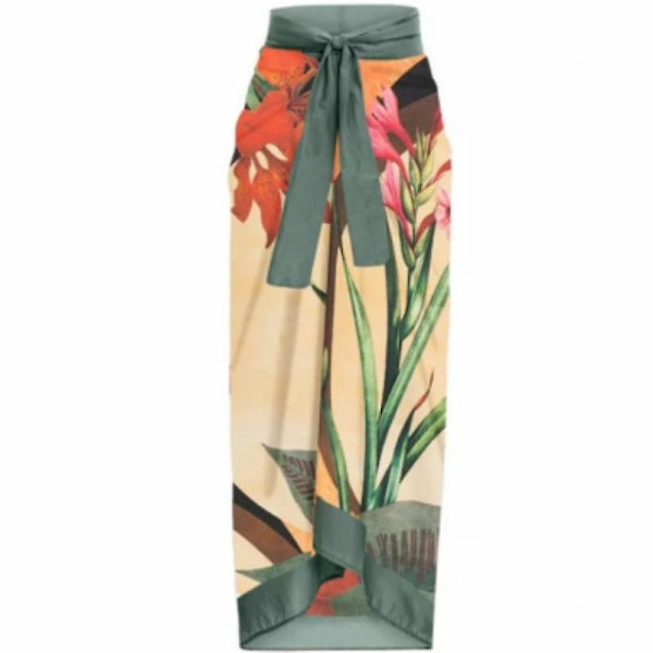1 sæt kvinder monokini trykt strop rygløs polyester dame strand monokini.L.Abrikos