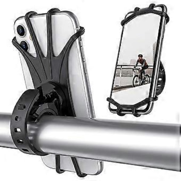 Mobilhållare för Cykel, Motorcykelstyre Fäste, 360 Graders Rotation Silikon Cykeltelefonhållare, Kompatibel med IPhone 12/11 Pro Max XS Max XR X 8 7 6S Plus